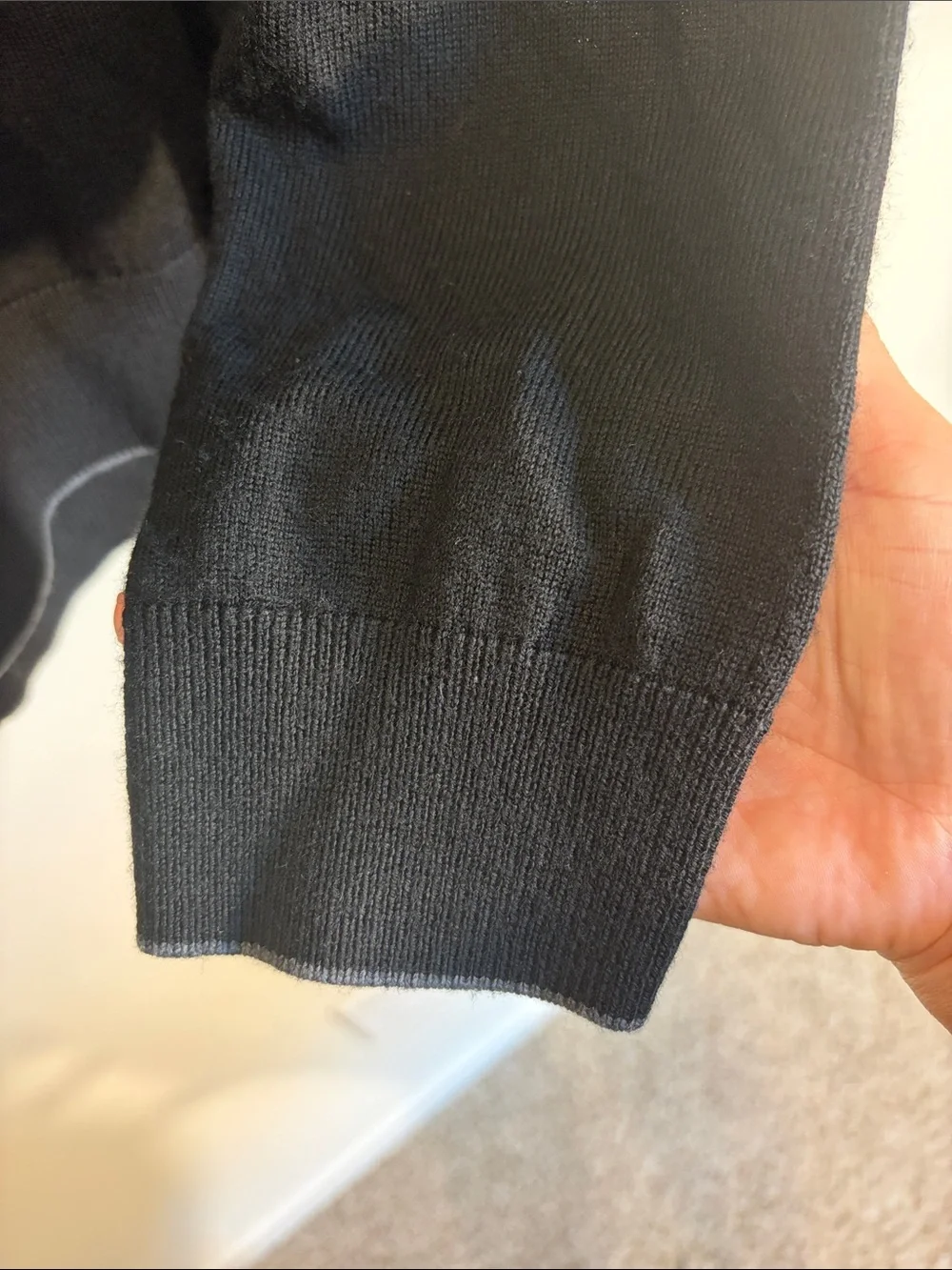 Raffi Men's Black Half-Zip Sweater 100% merino wool XL